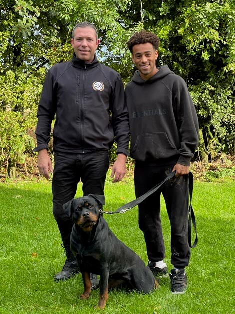 Tyler Adams with his protection dog